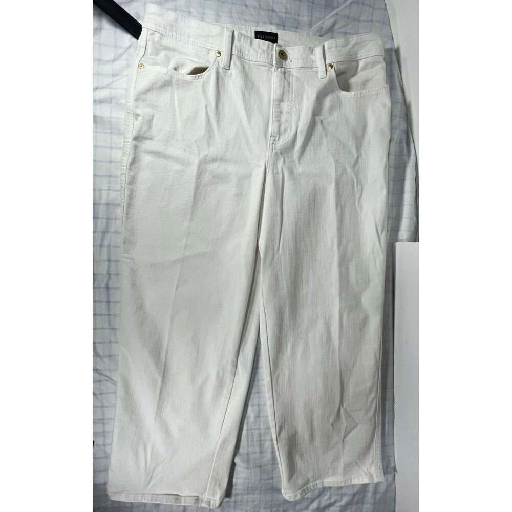 Talbots Women’s White Denim Stovepipe Straight Leg Stretch Jeans Size 14